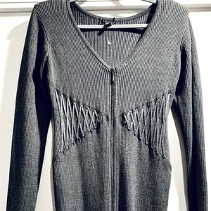 Guess knitted dress, dark gray zip up fitted waist